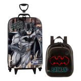 Kit Mochila 3d De Rodinha Batman Preto Com Lancheira