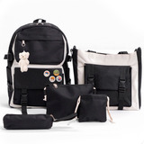 Kit Mochila 5pcs Escolar Grande Adulto Faculdade Trabalho