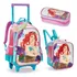Kit Mochila Ariel Rodinhas Reforçada Sereia Infantil Escolar