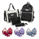 Kit Mochila Bolsa Feminina Escolar Notebook 5 Peças Grande
