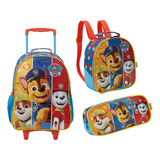 Kit Mochila Carrinho Lancheira Estojo Patrulha Canina 13440