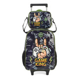 Kit Mochila Carrinho Lancheira Game King Verde Luxcel