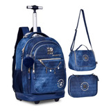 Kit Mochila Costas Jeans
