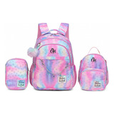 Kit Mochila De Costa Lancheira Estojo Escolar Menina