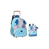 Kit Mochila De Rodas 15 E Lancheira Bolsa Termica Infantil Pets Cachorro Azul 9 Clio Style