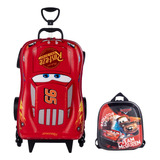 Kit Mochila De Rodas Cars Mcqueen E Lancheira Em 3d