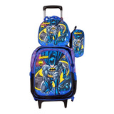 Kit Mochila De Rodinha Escolar 3d Do Batman