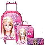 Kit Mochila De Rodinha Escolar Infantil Menina E Menino Lancheira Estojo Grande Necessaire Barbie 