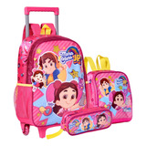 Kit Mochila De Rodinha Lancheira E Estojo Maria Clara E Jp