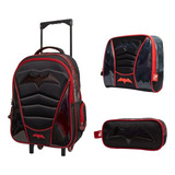 Kit Mochila De Rodinha Lancheira Estojo Batman Yins Ys42243
