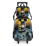 Kit Mochila De Rodinhas E Lancheira Térmica Infantil Batman