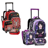 Kit Mochila De Rodinhas Infantil Escolar Feminina Reforçada