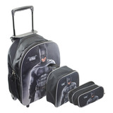 Kit Mochila Escolar Batman Fumaça Rodinhas