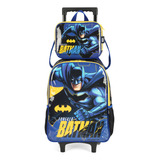 Kit Mochila Escolar Com Lancheira Do Batman Com Rodinhas