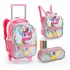 Kit Mochila Escolar De Rodinha Unicórnio Lancheira Estojo