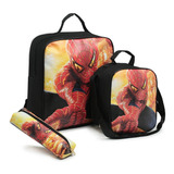 Kit Mochila Escolar Homem Aranha Lancheira Térmica Estojo