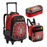 Kit Mochila Escolar Infantil Carrinho Rodinhas Feminina