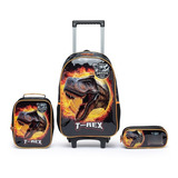 Kit Mochila Escolar Infantil Lancheira Estojo Espaçosa Cor Preto E Laranja