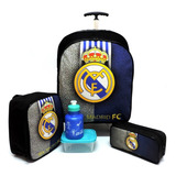 Kit Mochila Escolar Real Madrid Juvenil Rodinhas Tam G F5