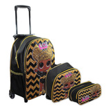 Kit Mochila Escolar Rodinhas Infantil Boneca Lol Queen Bee