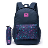 Kit Mochila Estojo Feminino Escolar Faculdade Notebook