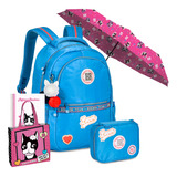 Kit Mochila Estojo Juvenil Rb Jeans Escolar Rebecca Bonbon
