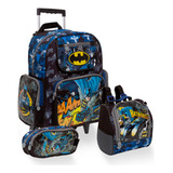 Kit Mochila Infantil Batman Com Rodinha Lancheira Estojo