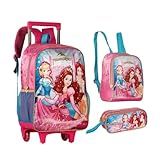 Kit Mochila Infantil Rodinhas Meninas Lancheira Estojo Princesas