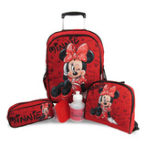 Kit Mochila Minnie Mouse G Rodinhas Lancheira E Estojo