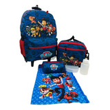 Kit Mochila Patrulha Canina Rodinhas Infantil Escolar Juv Cor Azul