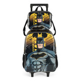 Kit Mochila Rodinha E Lancheira Batman By Luxcel Ref 41272 Cor Preto
