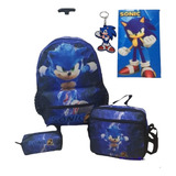 Kit Mochila Rodinha Escolar Sonic 2 F1toalha E Chaveiro