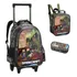 Kit Mochila Rodinha Gamecraft Infantil Escolar Grande Menino