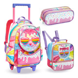 Kit Mochila Rodinha Gatinho