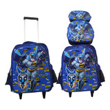 Kit Mochila Rodinha Lancheira Estojo Escolar Batman 3d