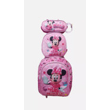 Kit Mochila Rodinhas Minnie 3d Lancheira Estojo Promoção