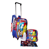 Kit Mochila Vingadores Filme Meninos Escolar Rodinhas Origin