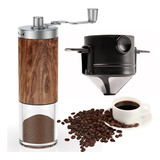 Kit Moedor Café Manual E Mini Filtro Portátil Reutilizável