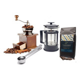 Kit Moedor De Café Cafeteira Francesa 600 Café Grão 250g