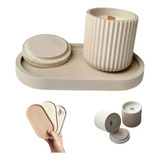 Kit Molde Silicone Bandeja Oval Pote Riscado Vela Gesso