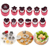 Kit Moldes Pequenos Inox 12 Peças P Legumes Frutas Massas