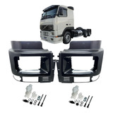 Kit Moldura E Regulador Farol Volvo Fh Fm Dir Esq Até 2003