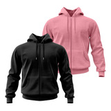Kit Moletom Liso Unissex Zíper Capuz Grosso Jaqueta Frio