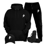 Kit Moletom Plus Size Basquete Dibre Calça Boné Chinelo