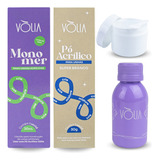 Kit Monomer 30ml Pó Super Branco Vòlia Pote Gel Frasco