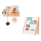 Kit Montessori Prateleira Flutuante Rack Livros Montessor