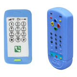 Kit Mordedor Celular Baby Smart   Controle Remoto Infantil Cor Azul