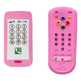 Kit Mordedor Celular Baby Smart Controle Remoto Infantil Cor Rosa