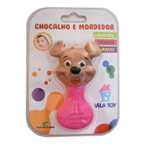 Kit Mordedor Chocalho Gatinho   Cachorro Para Bebê E Pet Cor Rosa