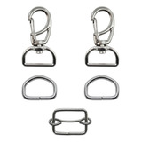 Kit Mosquetão Meia Argola E Regulador 20 Mm Metal 10 Peças